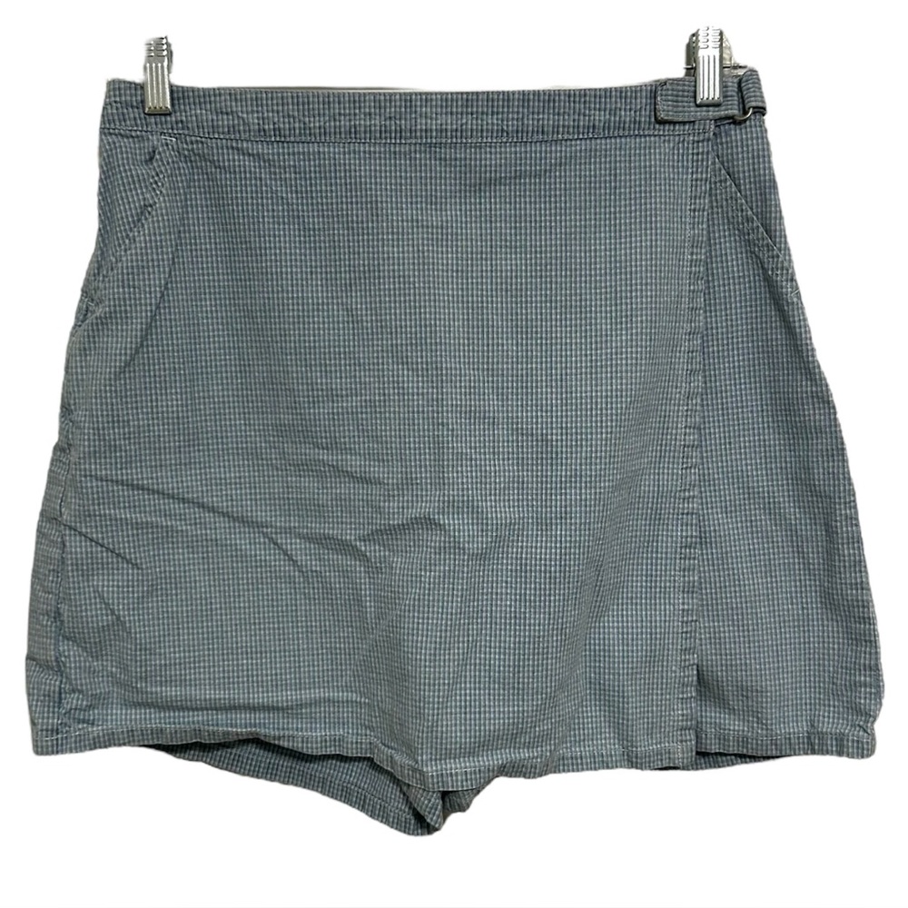 Vintage Gloria Vanderbilt Blue Gingham Wrap Skort Shorts Women’s 14 100% Cotton